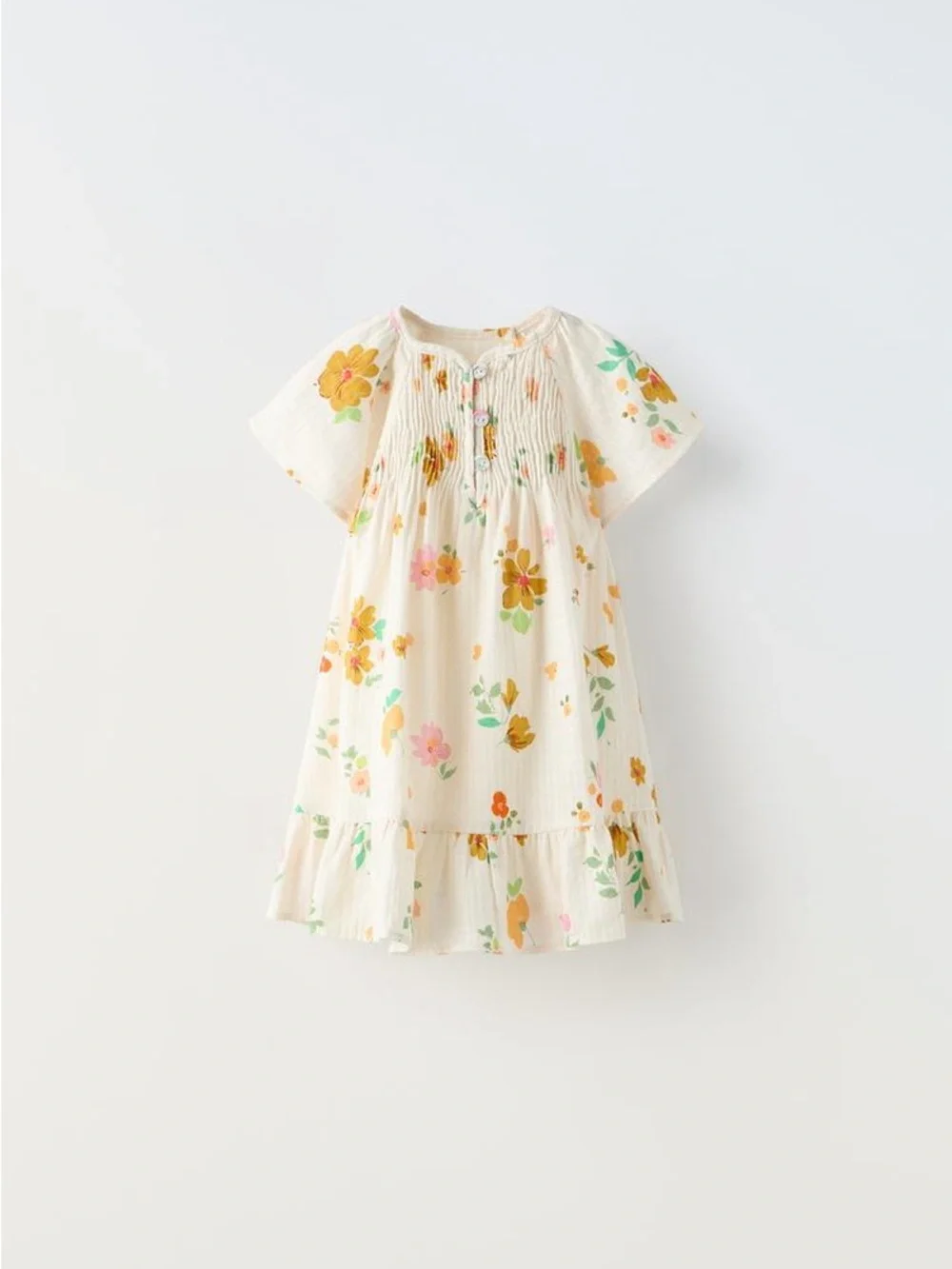 Girls Zara cream summer floral cotton dress with yellow flowers, 4-5yrs NWOT
